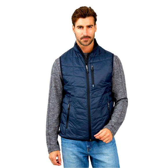 Men's FreeCycle Stimson Puffer Vest Navy Blue Size XL lots of pockets EC - Picture 1 of 9